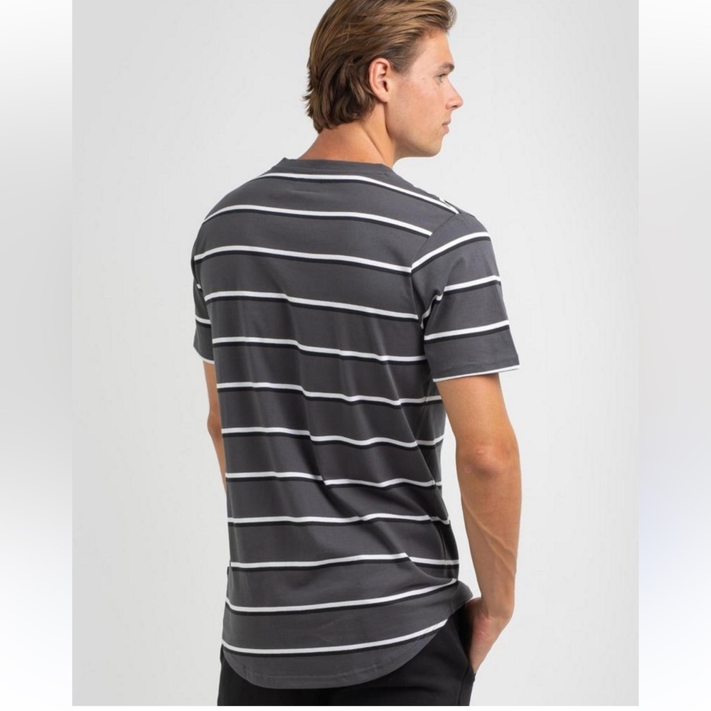 BYLT charcoal stripe drop cut short sleeve lux tee shirt medium